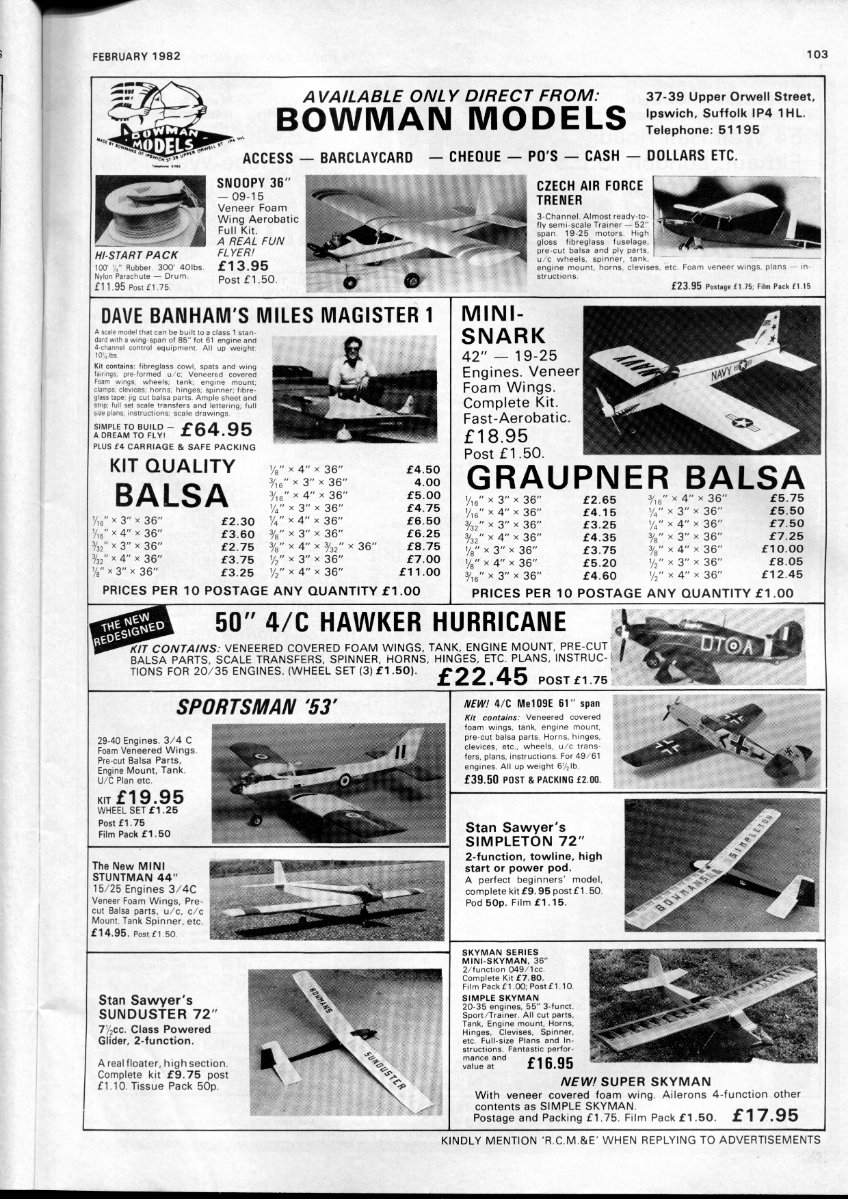 Bowman Kit's Hurricane Scale and SemiScale kits RCM&E Home of Model Flying Forums