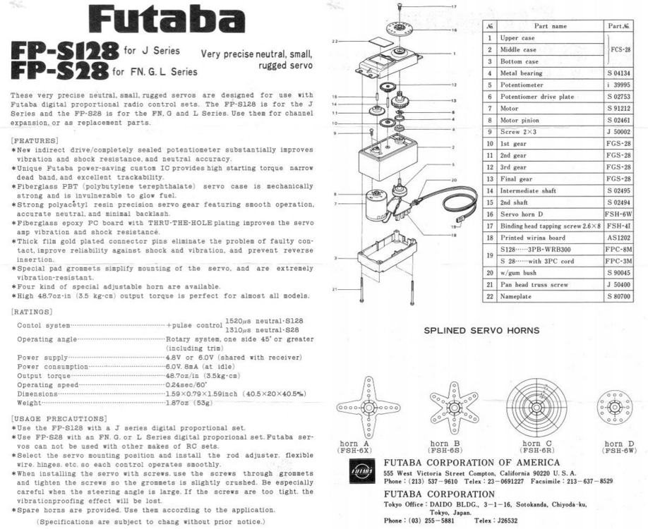 Futaba FPS128 servo. Futaba RCM&E Home of Model Flying Forums